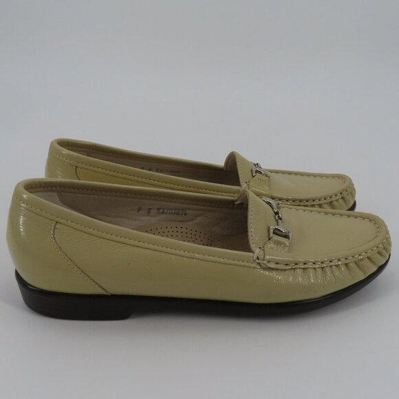 SAS Tripad Womens 9 S Beige Khaki Patent Leather Silver Metal Horse Bit Loafers - Picture 9 of 14